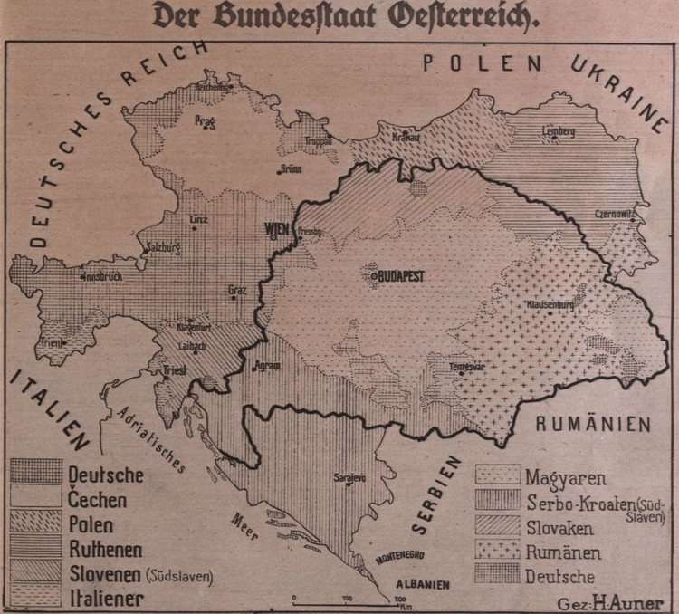 Karte des Bundesstaates Oesterreich 1918