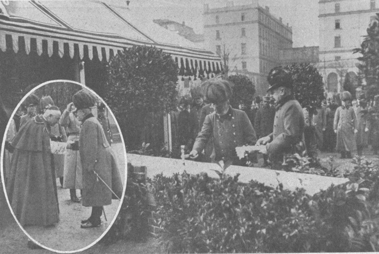 Grundsteinlegung für den Gedächtnisbau für die Gefallenen im Park der Kaiser Franz Joseph Militärakademie in Wien