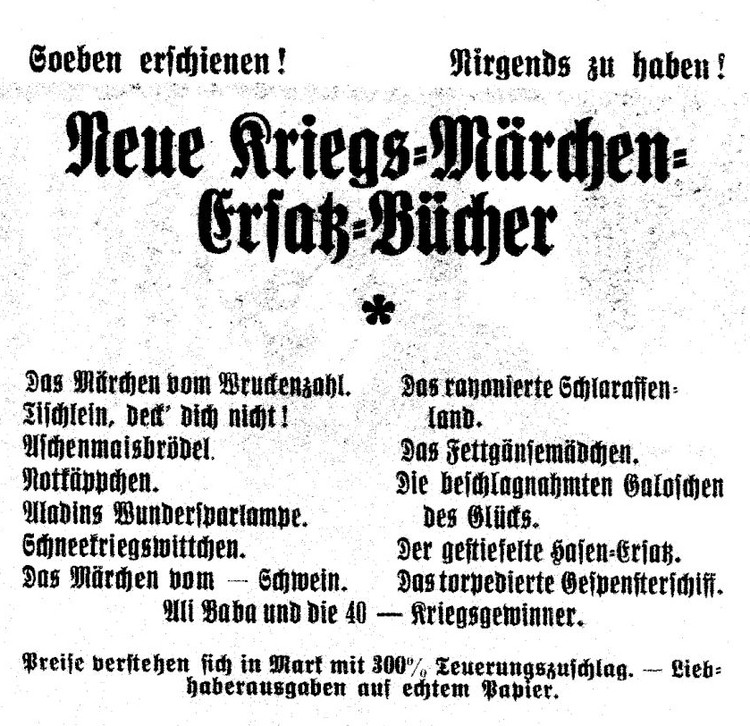 Eine bittere Satire im Hungerwinter 1917/18