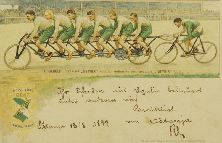 Fahrradrennen, Postkarte 1899