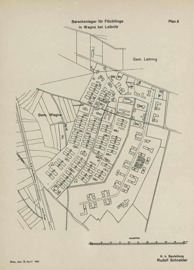 Plan des Barackenlagers für Flüchtlinge in Wagna bei Leibnitz