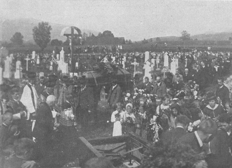 Das Begräbnis Peter Roseggers am 28. Juni 1918 auf dem Friedhof in Krieglach